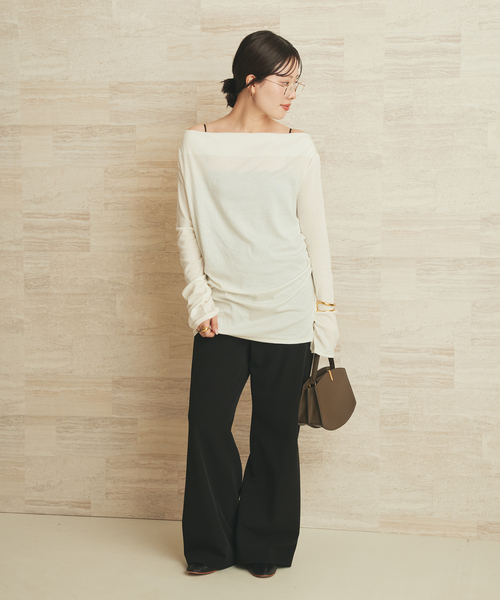 plage(プラージュ)の「Wool drape longTシャツ(Tシャツ/カットソー・レディース・ホワイト系その他/ブラック・FREE)」の4枚目の写真