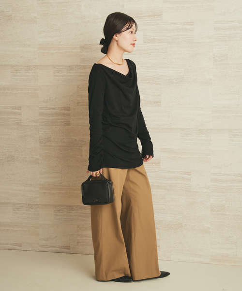 plage(プラージュ)の「Wool drape longTシャツ(Tシャツ/カットソー・レディース・ホワイト系その他/ブラック・FREE)」の6枚目の写真