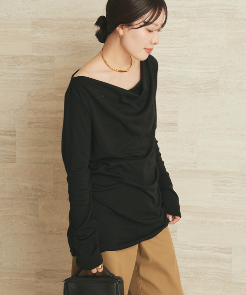 plage(プラージュ)の「Wool drape longTシャツ(Tシャツ/カットソー・レディース・ホワイト系その他/ブラック・FREE)」の9枚目の写真