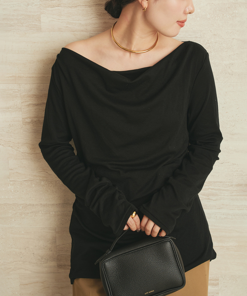 plage(プラージュ)の「Wool drape longTシャツ(Tシャツ/カットソー・レディース・ホワイト系その他/ブラック・FREE)」の11枚目の写真