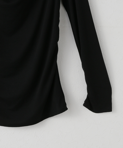 plage wool drape longTシャツ　ブラック Wool drape longTシャツ（Tシャツ／カットソー）｜Plage（プラージュ