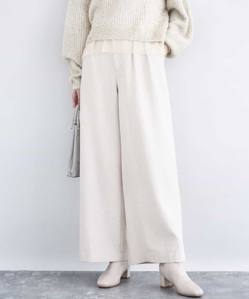 MK MICHEL KLEIN(エムケーミッシェルクラン)の「カラーツイードワイドパンツ/洗える(その他パンツ・レディース・ベージュ/イエロー・38)」の2枚目の写真