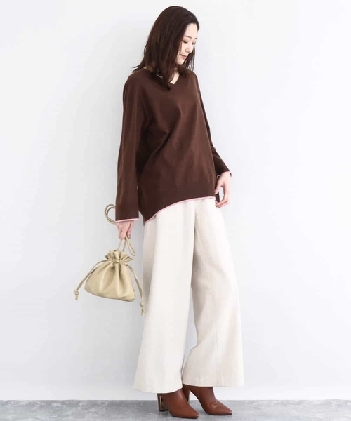 MK MICHEL KLEIN(エムケーミッシェルクラン)の「カラーツイードワイドパンツ/洗える(その他パンツ・レディース・ベージュ/イエロー・38)」の12枚目の写真