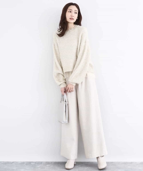 MK MICHEL KLEIN(エムケーミッシェルクラン)の「カラーツイードワイドパンツ/洗える(その他パンツ・レディース・ベージュ/イエロー・38)」の13枚目の写真