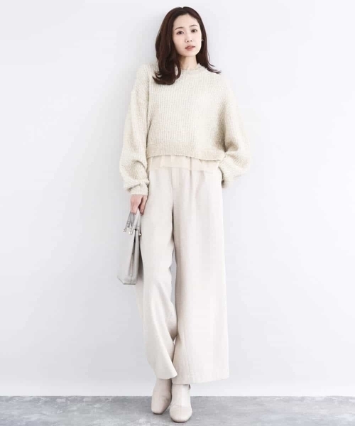 MK MICHEL KLEIN(エムケーミッシェルクラン)の「カラーツイードワイドパンツ/洗える(その他パンツ・レディース・ベージュ/イエロー・38)」の15枚目の写真