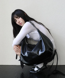 Studded Strap Hobo Bag (Black)