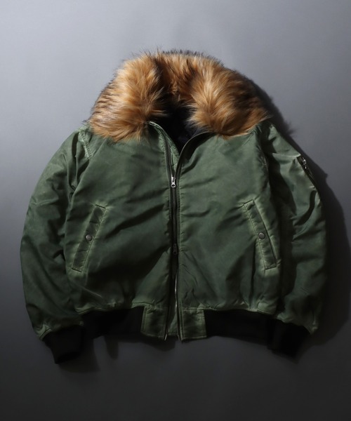 セール】Nylon B-15 Flight Jacket/衿ファー脱着 オーバーサイズ