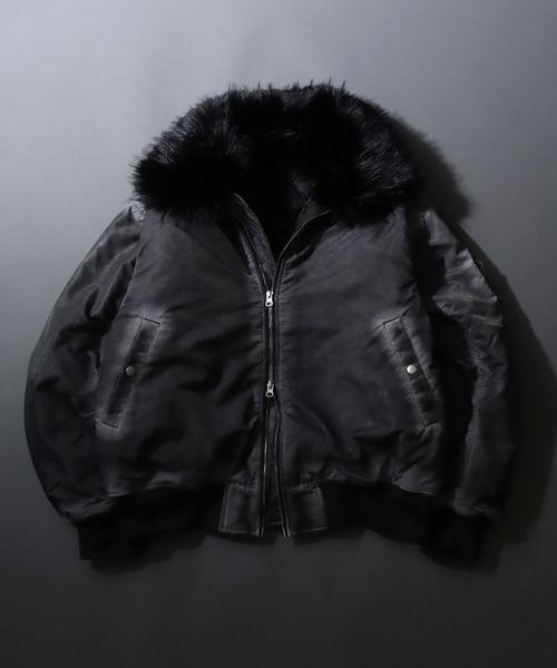 Nylon B-15 Flight Jacket/衿ファー脱着 オーバーサイズ ダブルジップ