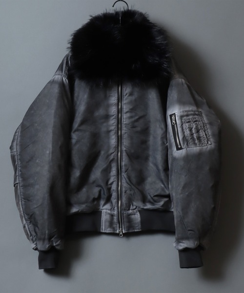 SITRY（シトリー）の「Nylon B-15 Flight Jacket/衿ファー脱着 オーバーサイズ ダブルジップ ナイロン ヴィンテージライク B-15 フライトジャケット ブルゾン（ミリタリージャケット・メンズ・グレー/カーキ/ブラック・L/M）」の22枚目の写真