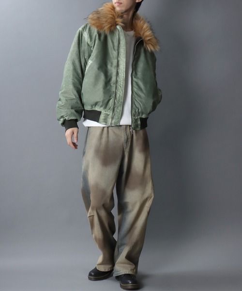 セール】Nylon B-15 Flight Jacket/衿ファー脱着 オーバーサイズ