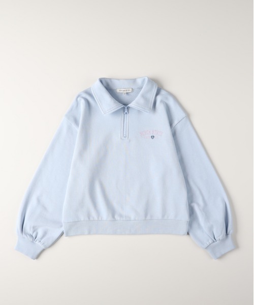 Right-on（ライトオン）の「【VIVIAN BLUE】ハーフジップ スウェットプルオーバー カジュアル スタイリッシュ ロゴ入り（スウェット・キッズ・ブラック/サックスブルー・120/130/140/150/160/110）」の2枚目の写真