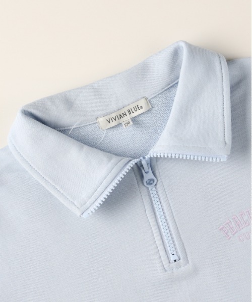 Right-on（ライトオン）の「【VIVIAN BLUE】ハーフジップ スウェットプルオーバー カジュアル スタイリッシュ ロゴ入り（スウェット・キッズ・ブラック/サックスブルー・120/130/140/150/160/110）」の5枚目の写真