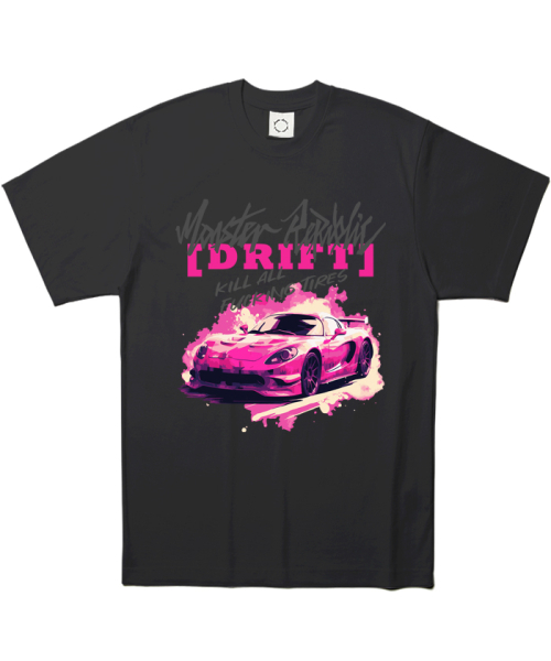 MONSTER REPUBLIC(モンスターリパブリック)の「ドリフト ビビッドピンク Tシャツ ブラック(Tシャツ/カットソー・レディース・その他・LARGE/MEDIUM/SMALL/X-LARGE)」の1枚目の写真