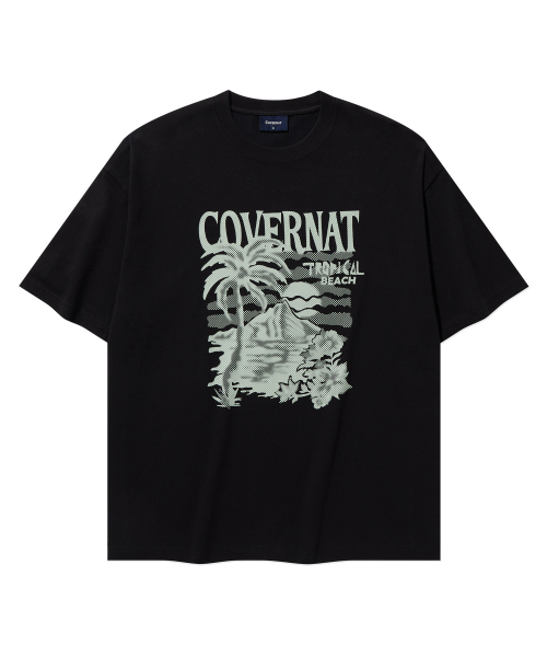 COVERNAT（カバーナット）の「クールコットンサンセットトロピカルグラフィックTシャツブラック（Tシャツ/カットソー・レディース・その他・X-SMALL/SMALL/MEDIUM/LARGE/X-LARGE）」の2枚目の写真