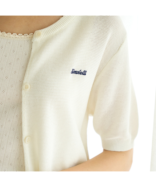 SLOWLOLLI(スローローリ)の「Embroidery summer knit cardigan_4 Colors(カーディガン/ボレロ・レディース・グレー/スカイブルー/ライトグリーン/Cream・FREE)」の4枚目の写真