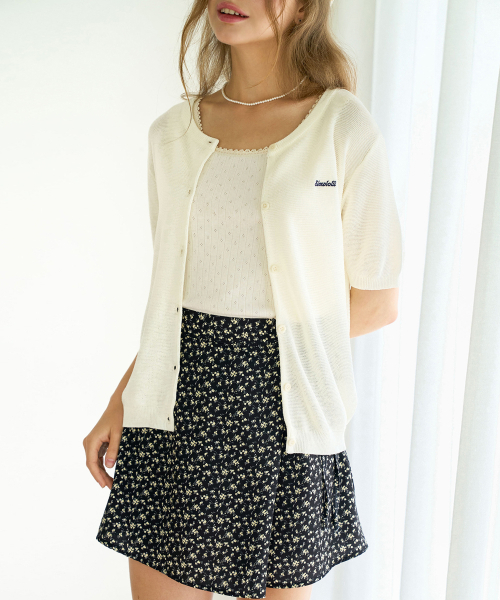 SLOWLOLLI(スローローリ)の「Embroidery summer knit cardigan_4 Colors(カーディガン/ボレロ・レディース・グレー/スカイブルー/ライトグリーン/Cream・FREE)」の5枚目の写真