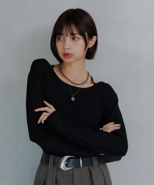 PAGEBOY(ページボーイ)の「クロスデザインニットプルオーバー(ニット/セーター・レディース・オフホワイト/ホワイト系その他/ブラック/イエロー・FREE)」の20枚目の写真