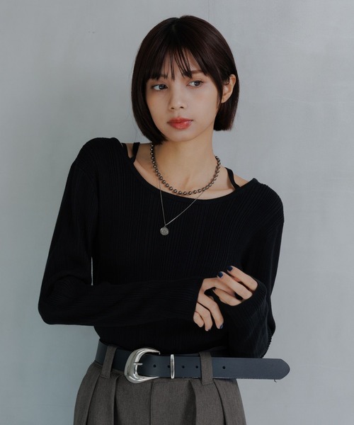 PAGEBOY(ページボーイ)の「クロスデザインニットプルオーバー(ニット/セーター・レディース・オフホワイト/ホワイト系その他/ブラック/イエロー・FREE)」の21枚目の写真