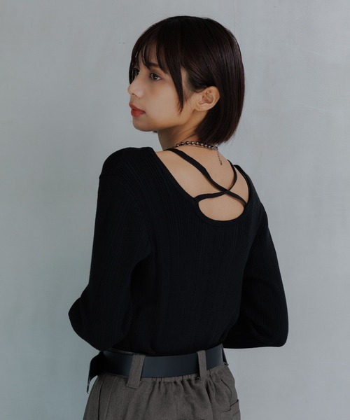 PAGEBOY(ページボーイ)の「クロスデザインニットプルオーバー(ニット/セーター・レディース・オフホワイト/ホワイト系その他/ブラック/イエロー・FREE)」の22枚目の写真