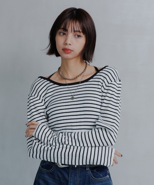 PAGEBOY(ページボーイ)の「クロスデザインニットプルオーバー(ニット/セーター・レディース・オフホワイト/ホワイト系その他/ブラック/イエロー・FREE)」の14枚目の写真