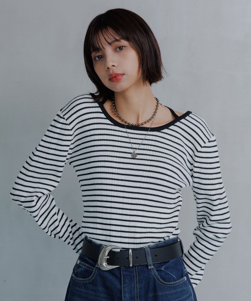 PAGEBOY(ページボーイ)の「クロスデザインニットプルオーバー(ニット/セーター・レディース・オフホワイト/ホワイト系その他/ブラック/イエロー・FREE)」の15枚目の写真