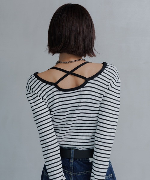 PAGEBOY(ページボーイ)の「クロスデザインニットプルオーバー(ニット/セーター・レディース・オフホワイト/ホワイト系その他/ブラック/イエロー・FREE)」の16枚目の写真