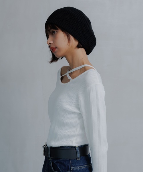 PAGEBOY(ページボーイ)の「クロスデザインニットプルオーバー(ニット/セーター・レディース・オフホワイト/ホワイト系その他/ブラック/イエロー・FREE)」の8枚目の写真