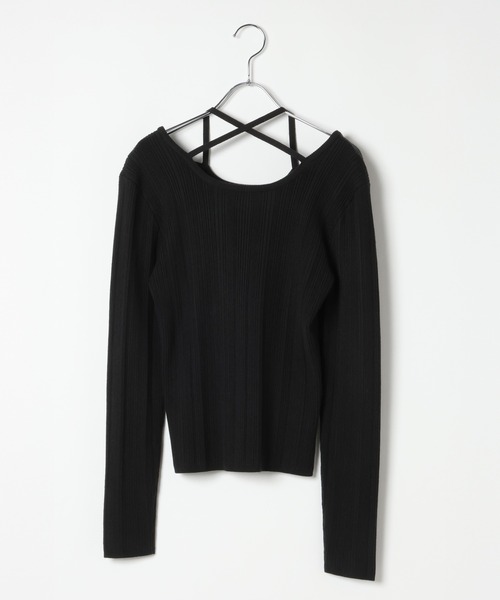 クロスデザインニットプルオーバー【前後2WAY仕様】（ニット/セーター