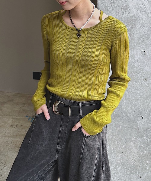 クロスデザインニットプルオーバー【前後2WAY仕様】（ニット/セーター