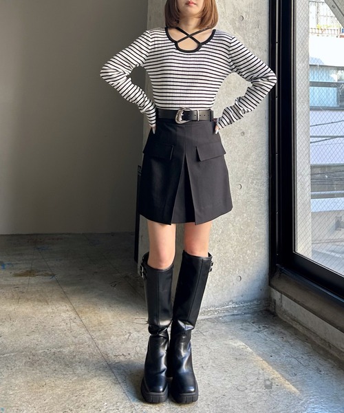 クロスデザインニットプルオーバー【前後2WAY仕様】（ニット/セーター