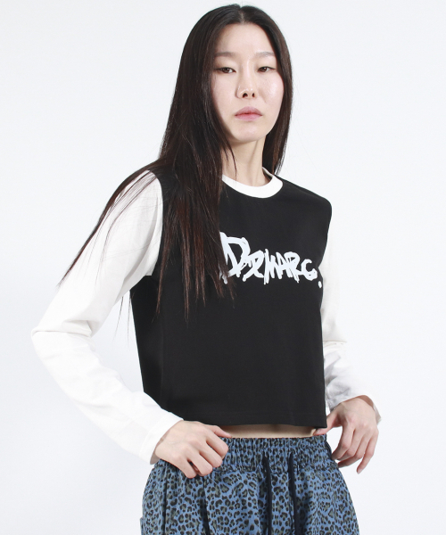 DEMARC(ドゥマーク)の「TOUCH LOGO COLOR-BLOCK SEMI CROP LONG SLEEVE - Black&White(Tシャツ/カットソー・レディース・その他・MEDIUM/LARGE)」の12枚目の写真
