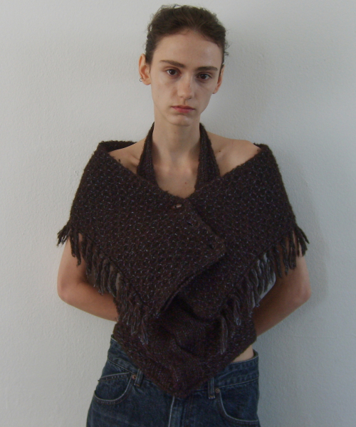 ITALY FABRIC] FRINGE SHAWL MUFFLER - BROWN 【公式通販】