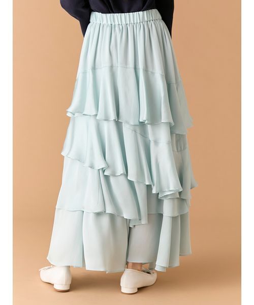 LILY BROWN(リリーブラウン)の「スリットティアードスカート(スカート・レディース・ライトブルー/オフホワイト/グレイッシュベージュ・F)」の6枚目の写真