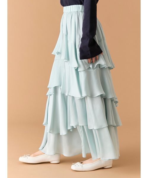 LILY BROWN(リリーブラウン)の「スリットティアードスカート(スカート・レディース・ライトブルー/オフホワイト/グレイッシュベージュ・F)」の7枚目の写真