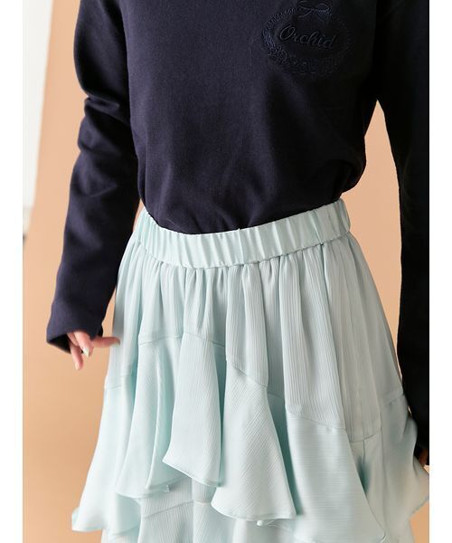 LILY BROWN(リリーブラウン)の「スリットティアードスカート(スカート・レディース・ライトブルー/オフホワイト/グレイッシュベージュ・F)」の8枚目の写真