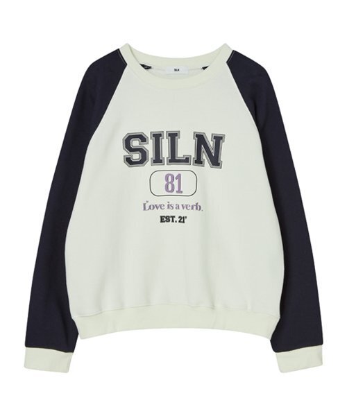 SILN(シルン)の「カラー ブロック ラグラン スウェットシャツ (クリーム) 起毛 Ver.(スウェット・レディース・その他・FREE)」の1枚目の写真