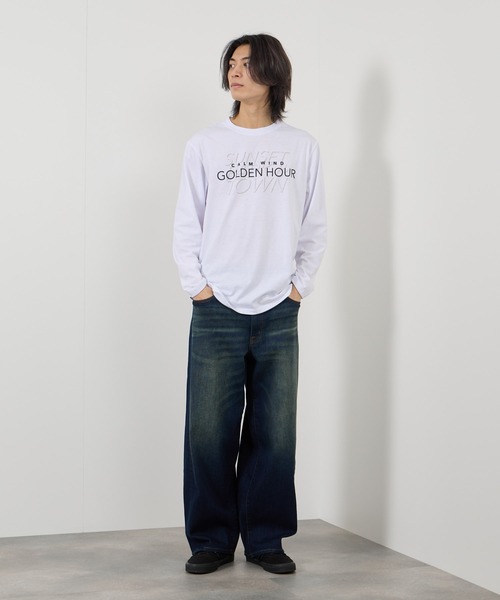 Mac-House(マックハウス)の「【T-GRAPHICS / ティーグラフィックス】ストリートロゴ長袖Tシャツ(Tシャツ/カットソー・メンズ・ブルー/グレー系1/ホワイト/ブラック/グレー系2・S/L/XL/M)」の11枚目の写真