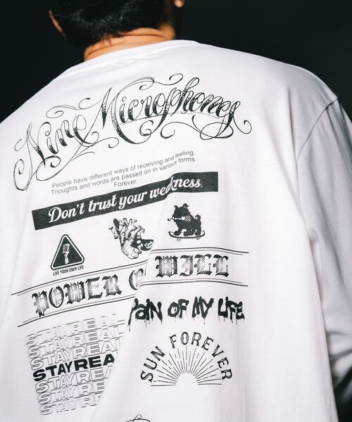 NineMicrophones(ナインマイクロフォンズ)の「Words L/S TEE(Tシャツ/カットソー・メンズ・ホワイト/バーガンディー/ブラック・LARGE/X-LARGE/XX-LARGE/MEDIUM)」の15枚目の写真