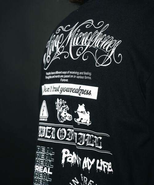 NineMicrophones(ナインマイクロフォンズ)の「Words L/S TEE(Tシャツ/カットソー・メンズ・ホワイト/バーガンディー/ブラック・LARGE/X-LARGE/XX-LARGE/MEDIUM)」の10枚目の写真