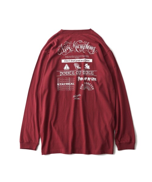 NineMicrophones(ナインマイクロフォンズ)の「Words L/S TEE(Tシャツ/カットソー・メンズ・ホワイト/バーガンディー/ブラック・LARGE/X-LARGE/XX-LARGE/MEDIUM)」の7枚目の写真