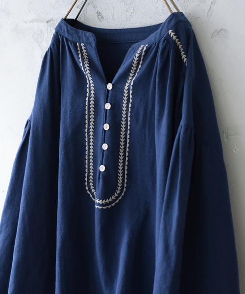 soulberry（ソウルベリー）の「ちいさな葉っぱの首飾りワンピース（ワンピース・レディース・ネイビー・5L/4L/3L/LL/L/M）」の3枚目の写真