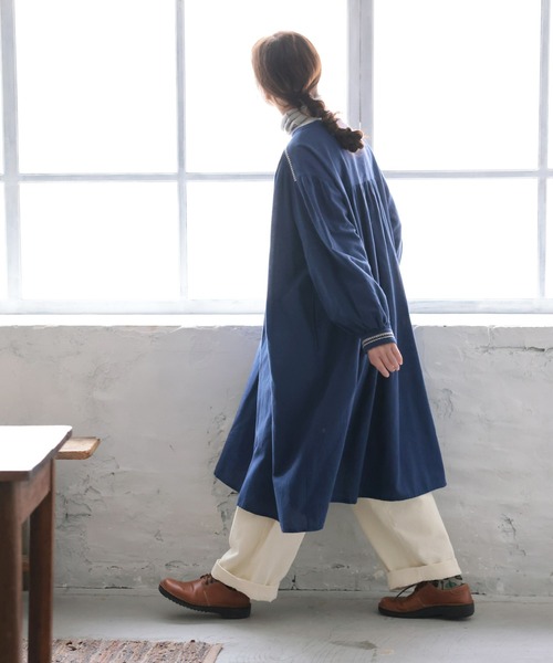 soulberry（ソウルベリー）の「ちいさな葉っぱの首飾りワンピース（ワンピース・レディース・ネイビー・5L/4L/3L/LL/L/M）」の5枚目の写真