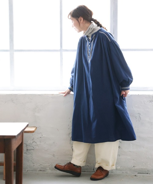 soulberry（ソウルベリー）の「ちいさな葉っぱの首飾りワンピース（ワンピース・レディース・ネイビー・5L/4L/3L/LL/L/M）」の17枚目の写真