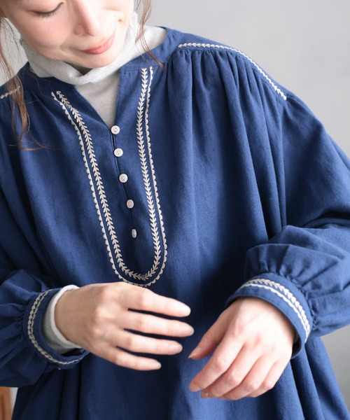 soulberry（ソウルベリー）の「ちいさな葉っぱの首飾りワンピース（ワンピース・レディース・ネイビー・5L/4L/3L/LL/L/M）」の18枚目の写真