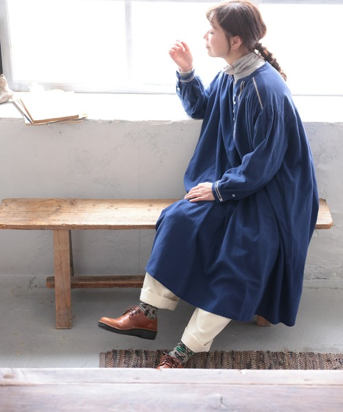 soulberry（ソウルベリー）の「ちいさな葉っぱの首飾りワンピース（ワンピース・レディース・ネイビー・5L/4L/3L/LL/L/M）」の19枚目の写真