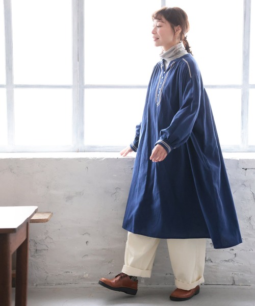 soulberry（ソウルベリー）の「ちいさな葉っぱの首飾りワンピース（ワンピース・レディース・ネイビー・5L/4L/3L/LL/L/M）」の22枚目の写真