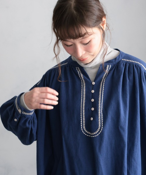 soulberry（ソウルベリー）の「ちいさな葉っぱの首飾りワンピース（ワンピース・レディース・ネイビー・5L/4L/3L/LL/L/M）」の12枚目の写真