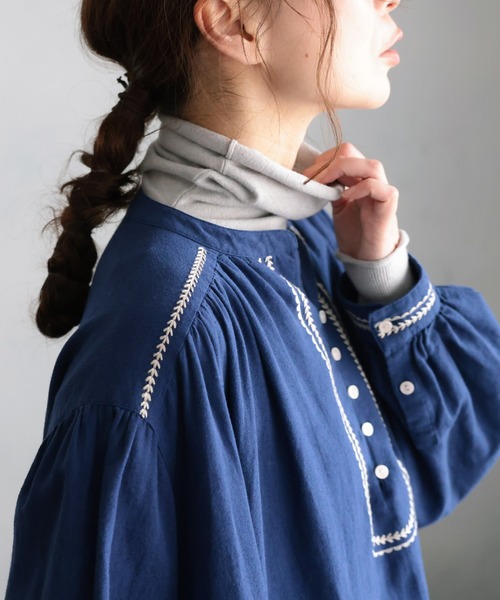 soulberry（ソウルベリー）の「ちいさな葉っぱの首飾りワンピース（ワンピース・レディース・ネイビー・5L/4L/3L/LL/L/M）」の13枚目の写真