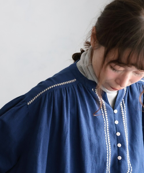 soulberry（ソウルベリー）の「ちいさな葉っぱの首飾りワンピース（ワンピース・レディース・ネイビー・5L/4L/3L/LL/L/M）」の14枚目の写真