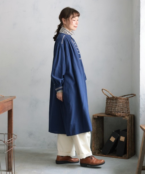 soulberry（ソウルベリー）の「ちいさな葉っぱの首飾りワンピース（ワンピース・レディース・ネイビー・5L/4L/3L/LL/L/M）」の9枚目の写真